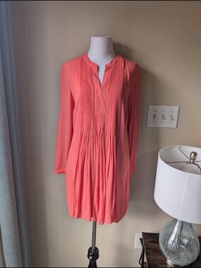 Old Navy Coral Pleated Midi Dress Light And Airy